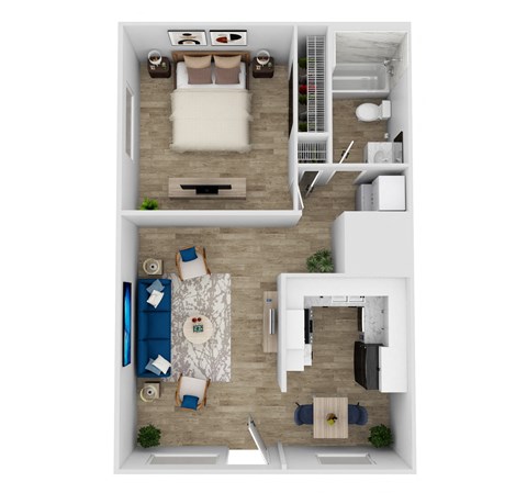 Floor plan for 1 bed, 1 bath, 600 sqft